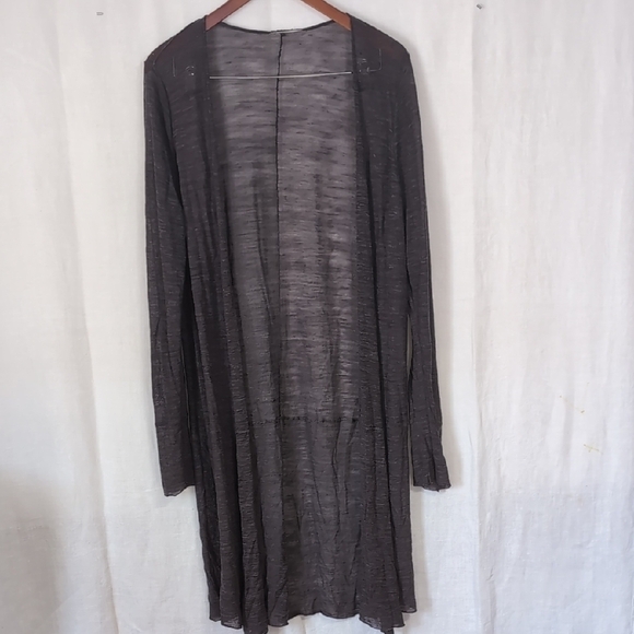None Sweaters - Grey Lightweight Open Front Cardigan Long Length Size Large